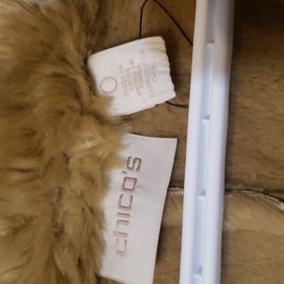 Chico's shearling jacket faux suede with faux fur lining - Picture 7 of 9